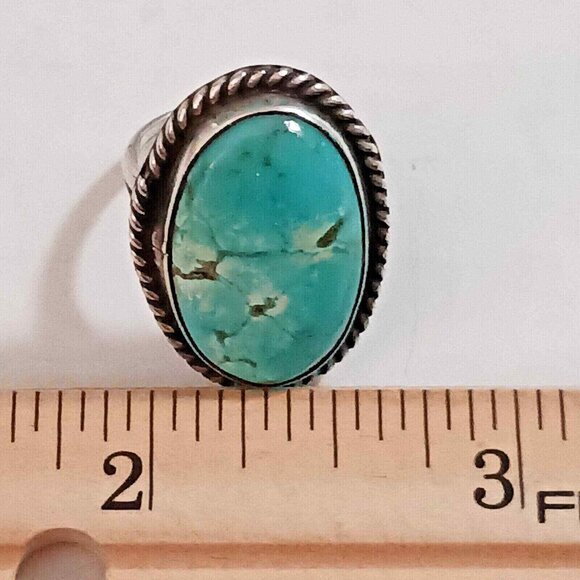 Native American Vintage Turquoise Sterling ring sz 4.75 (1015) - Picture 6 of 7